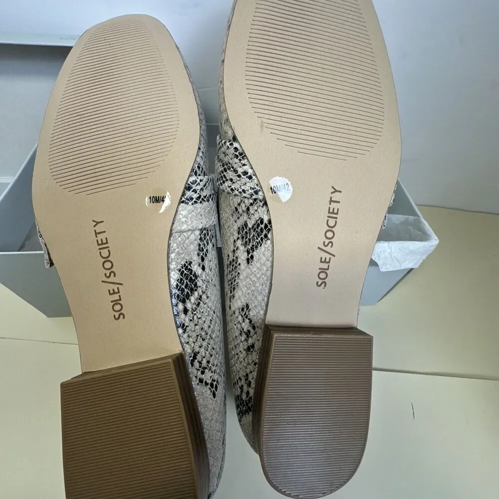 Sole Society Edgy Bold Flat Loafers Tan Snakeskin Size 10 42